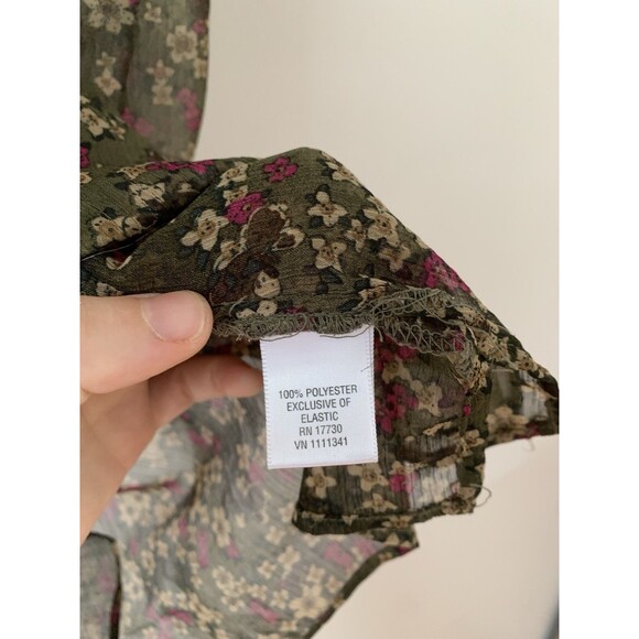 Converse One Star Women’s Sheer Floral Purple Pullover Blouse Split Neck Size XL - Picture 4 of 6